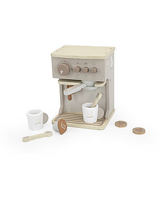 Label Label Macchina da Caffe Giocattolo in Legno FSC - Beige - 3+ anni Cucine Giocattolo