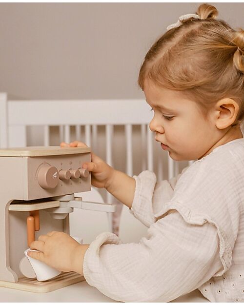 Label Label Macchina da Caffe Giocattolo in Legno FSC - Beige - 3+ anni Cucine Giocattolo