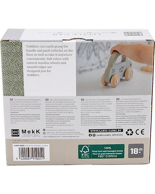 Label Label Macchinina Giocattolo in Legno FSC - Oliva - 18+ m Macchine e Trenini  in Legno