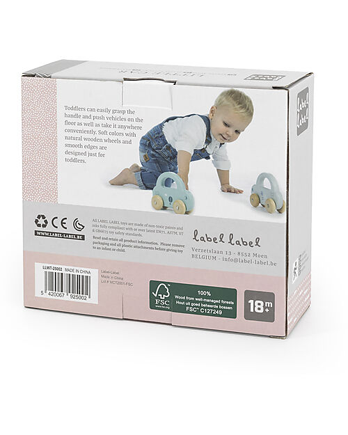 Label Label Macchinina Giocattolo in Legno FSC - Rosa - 18+ m Macchine e Trenini  in Legno