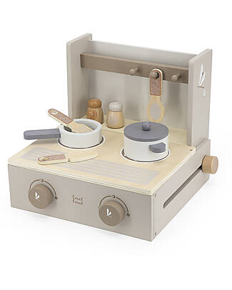 Label Label Mini Cucina Pieghevole in Legno FSC - Beige - 36+ m Cucine Giocattolo