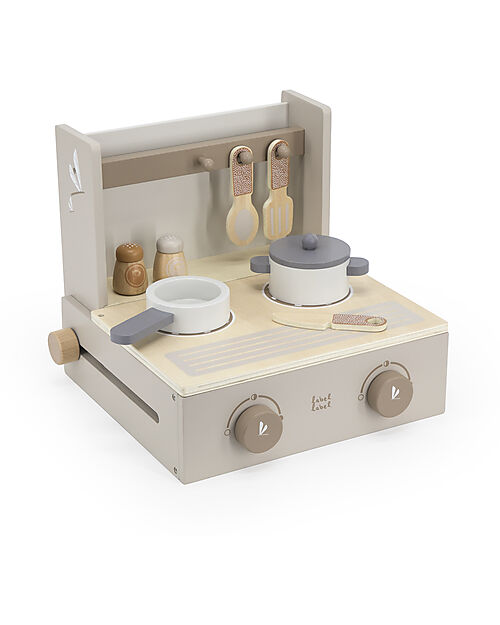 Label Label Mini Cucina Pieghevole in Legno FSC - Beige - 36+ m Cucine Giocattolo