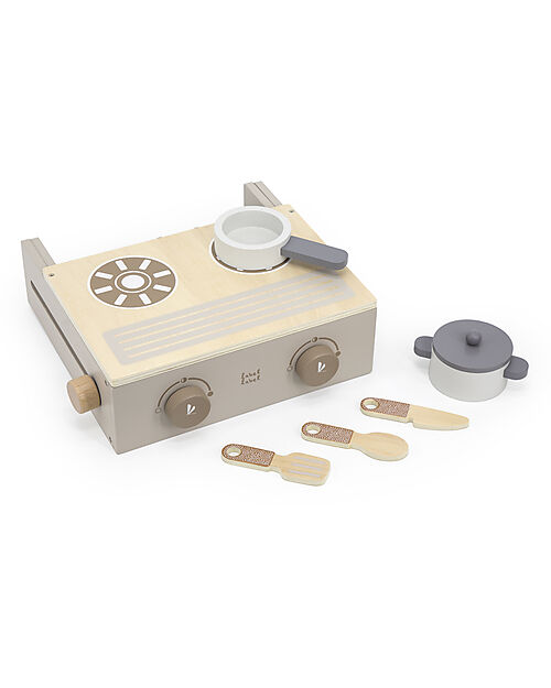 Label Label Mini Cucina Pieghevole in Legno FSC - Beige - 36+ m Cucine Giocattolo