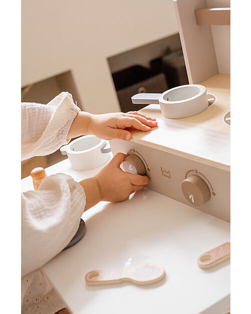 Label Label Mini Cucina Pieghevole in Legno FSC - Beige - 36+ m Cucine Giocattolo