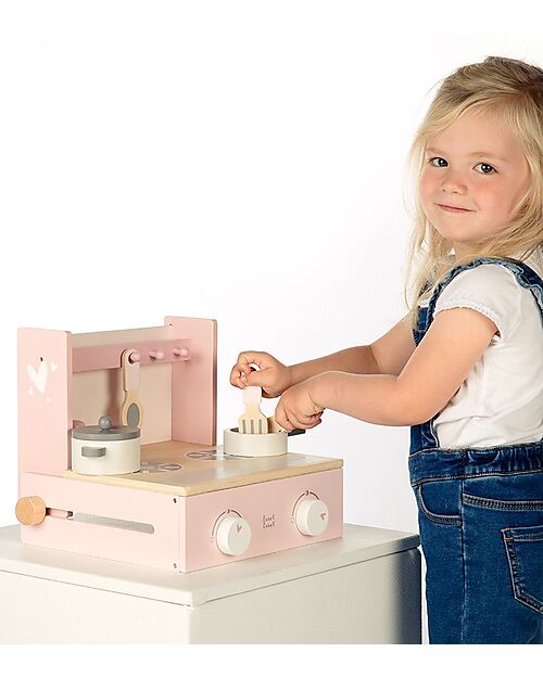 Label Label Mini Cucina Pieghevole in Legno - Rosa - Legno di Faggio Certificato FSC Cucine Giocattolo