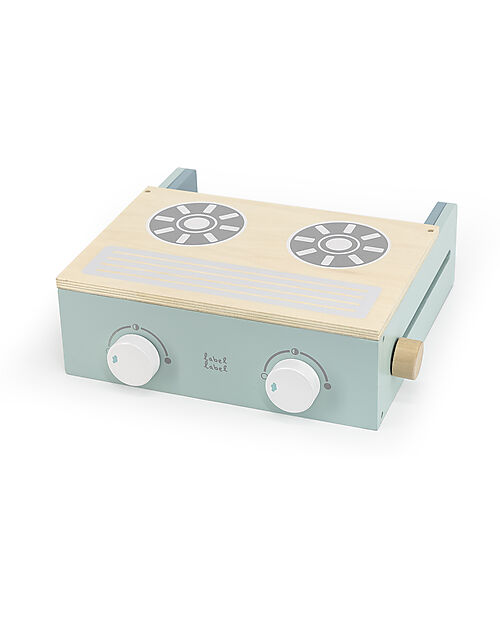 Label Label Mini Cucina Pieghevole in Legno - Verde - Legno di Faggio Certificato FSC Cucine Giocattolo