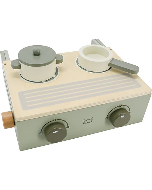 Label Label Mini Cucina Pieghevole in Legno - Verde - Legno di Faggio Certificato FSC Cucine Giocattolo