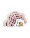 Label Label Nuvola Arcobaleno Impilabile in Legno - Rosa - Legno di Faggio Certificato FSC Incastri in Legno