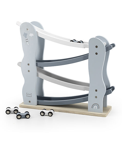 Label Label Pista Giocattolo in Legno FSC - Azzurro - 18+ m Macchine e Trenini  in Legno