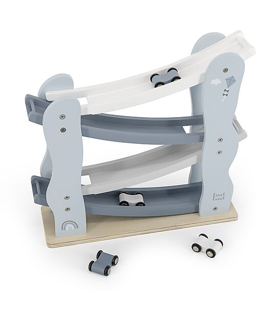 Label Label Pista Giocattolo in Legno FSC - Azzurro - 18+ m Macchine e Trenini  in Legno