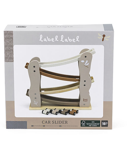 Label Label Pista Giocattolo in Legno FSC - Beige - 18+ m Macchine e Trenini  in Legno