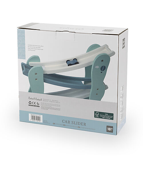 Label Label Pista Giocattolo in Legno - Verde - Legno di Faggio Certificato FSC Macchine e Trenini  in Legno