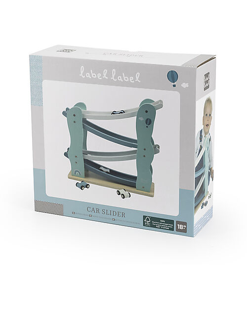 Label Label Pista Giocattolo in Legno - Verde - Legno di Faggio Certificato FSC Macchine e Trenini  in Legno