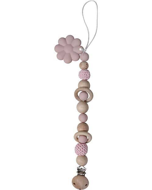 Label Label Reggiciuccio Fiori - Rosa - Silicone Catenelle Portaciuccio