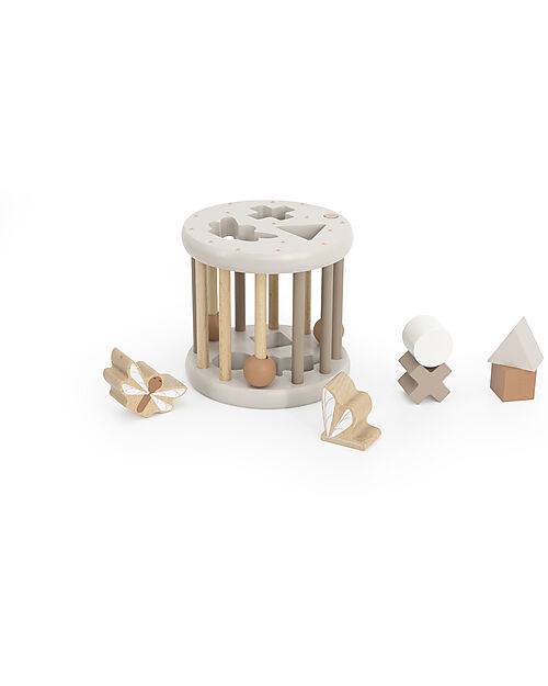 Label Label Ruota Forme Geometriche a Incastro in Legno - Beige - Legno di Faggio Certificato FSC Incastri in Legno