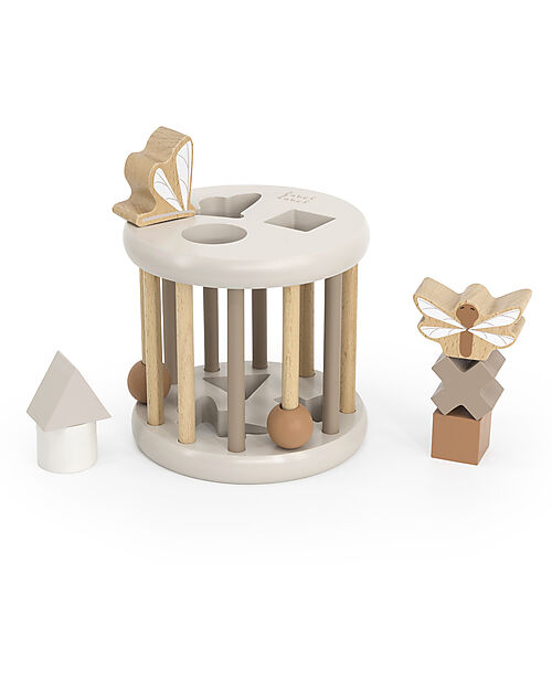 Label Label Ruota Forme Geometriche a Incastro in Legno - Beige - Legno di Faggio Certificato FSC Incastri in Legno