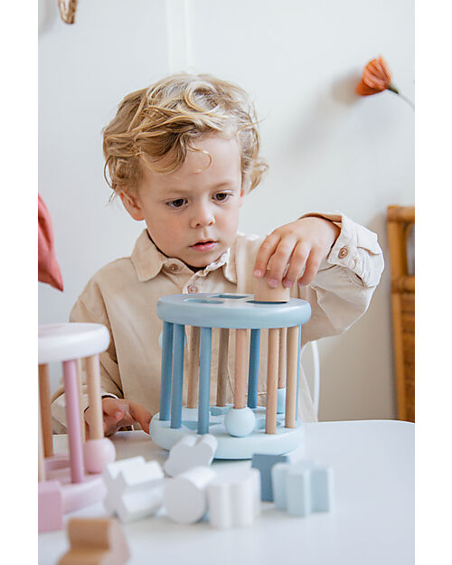 Label Label Ruota Forme Geometriche a Incastro in Legno FSC - Azzurro - 12+ m Incastri in Legno