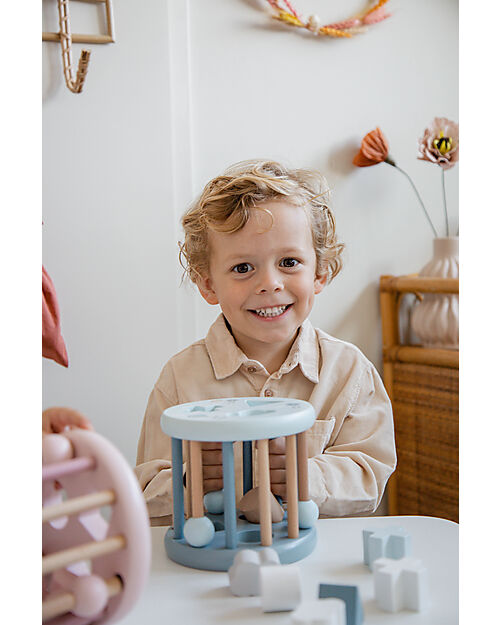 Label Label Ruota Forme Geometriche a Incastro in Legno FSC - Azzurro - 12+ m Incastri in Legno