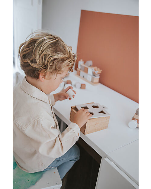 Label Label Scatola Forme Geometriche a Incastro in Legno FSC - Beige - 18+ m Incastri in Legno