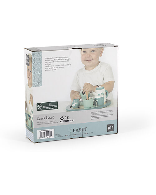 Label Label Set da Te in Legno - Verde - Legno di Faggio Certificato FSC Cucine Giocattolo