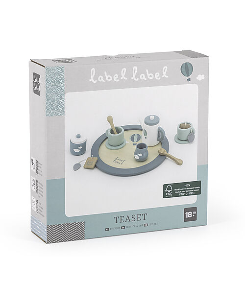Label Label Set da Te in Legno - Verde - Legno di Faggio Certificato FSC Cucine Giocattolo