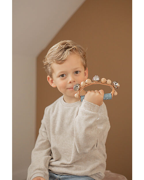 Label Label Strumento Anello a Sonagli in Legno FSC - Blu - 12+ m Strumenti Musicali