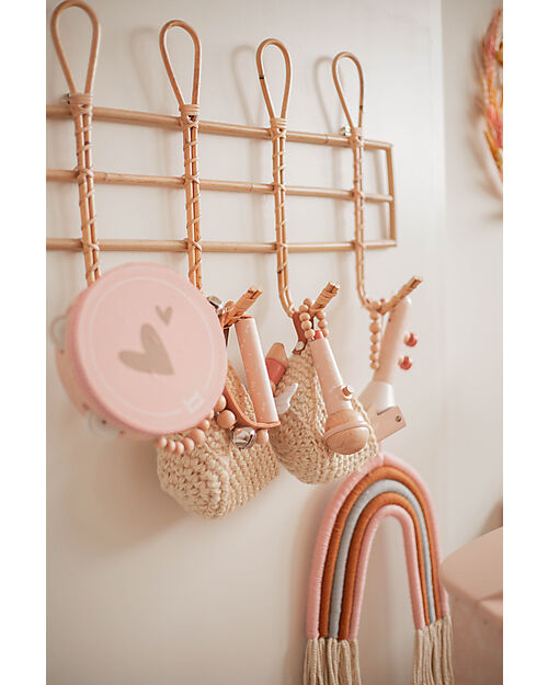 Label Label Strumento Anello a Sonagli in Legno FSC - Rosa - 12+ m Strumenti Musicali