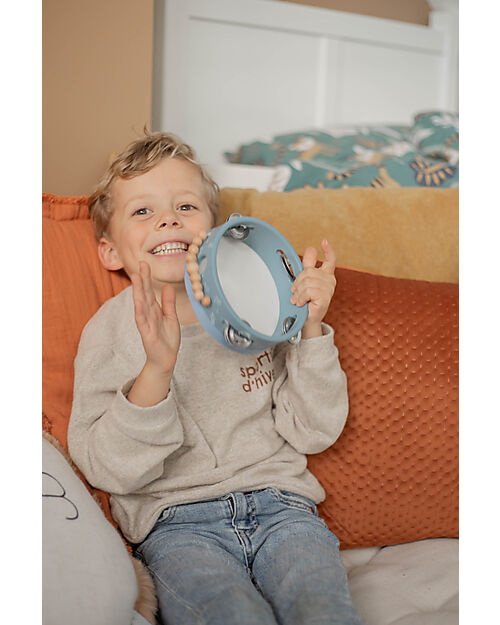 Label Label Tamburello con Sonagli - Blu - Legno Certificato FSC Strumenti Musicali