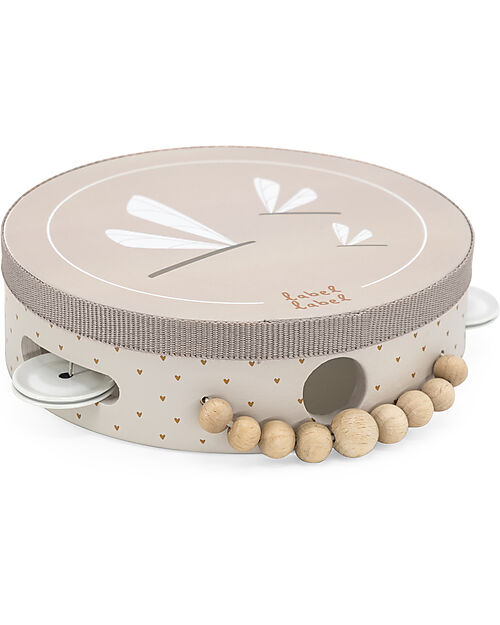 Label Label Tamburello con Sonagli in Legno FSC - Nougat -12+ m Strumenti Musicali