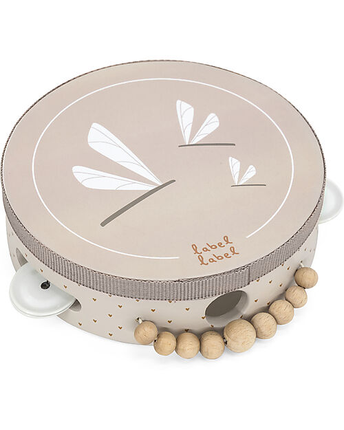 Label Label Tamburello con Sonagli in Legno FSC - Nougat -12+ m Strumenti Musicali