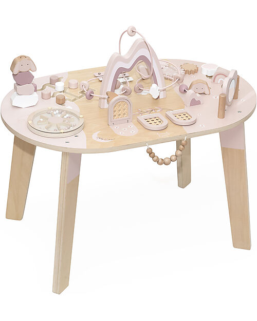 Label Label Tavolo Multiattività in Legno - Rosa - Stimola la Creatività Incastri in Legno