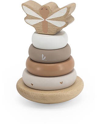Label Label Torre Anelli Impilabili in Legno FSC - Beige - 12+ m Incastri in Legno