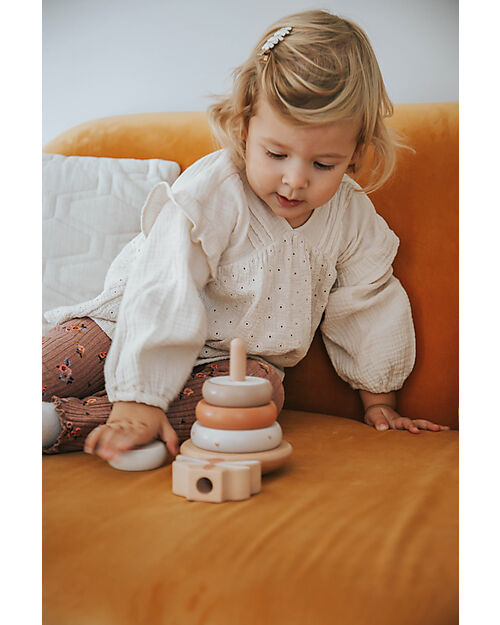 Label Label Torre Anelli Impilabili in Legno FSC - Beige - 12+ m Incastri in Legno