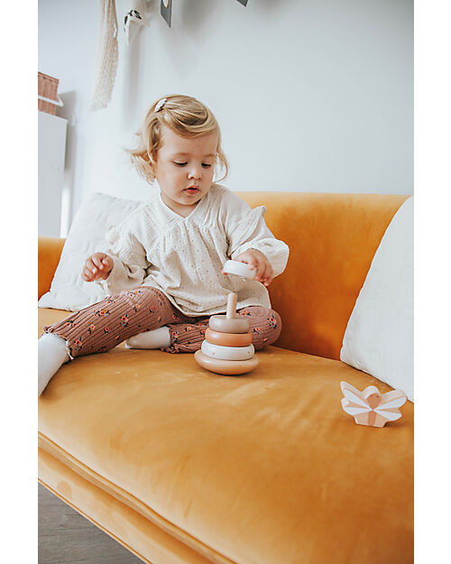 Label Label Torre Anelli Impilabili in Legno FSC - Beige - 12+ m Incastri in Legno