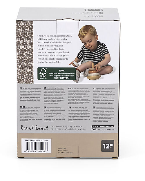 Label Label Torre Anelli Impilabili in Legno FSC - Beige - 12+ m Incastri in Legno