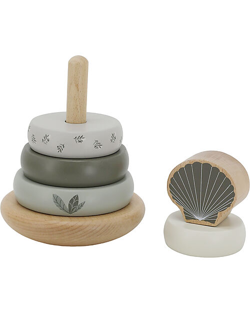 Label Label Torre Anelli Impilabili in Legno FSC - Oliva - 12+ m Incastri in Legno