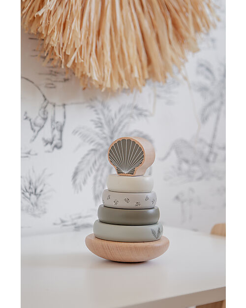 Label Label Torre Anelli Impilabili in Legno FSC - Oliva - 12+ m Incastri in Legno