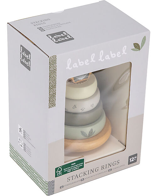 Label Label Torre Anelli Impilabili in Legno FSC - Oliva - 12+ m Incastri in Legno