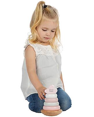 Label Label Torre Anelli Impilabili in Legno FSC - Rosa - 12+ m Incastri in Legno