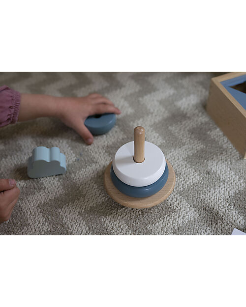 Label Label Torre Anelli Impilabili in Legno - Verde - Legno di Faggio Certificato FSC Incastri in Legno