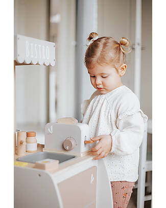 Label Label Tostapane Giocattolo in Legno - Beige - con Accessori - Legno di Faggio Certificato FSC Cucine Giocattolo