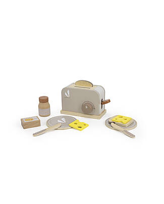 Label Label Tostapane Giocattolo in Legno FSC con Accessori - Beige - 12+ m Cucine Giocattolo