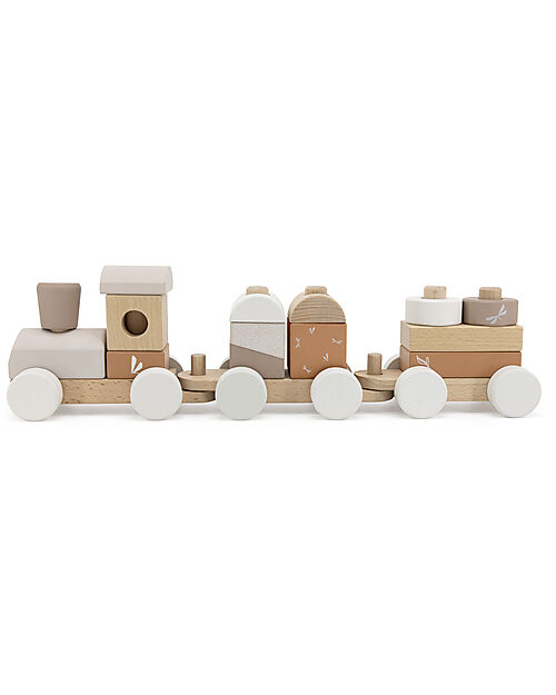 Label Label Trenino Giocattolo in Legno FSC - Beige - 18+ m Macchine e Trenini  in Legno