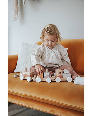 Label Label Trenino Giocattolo in Legno FSC - Beige - 18+ m Macchine e Trenini  in Legno