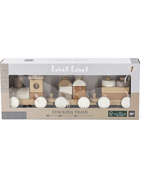 Label Label Trenino Giocattolo in Legno FSC - Beige - 18+ m Macchine e Trenini  in Legno