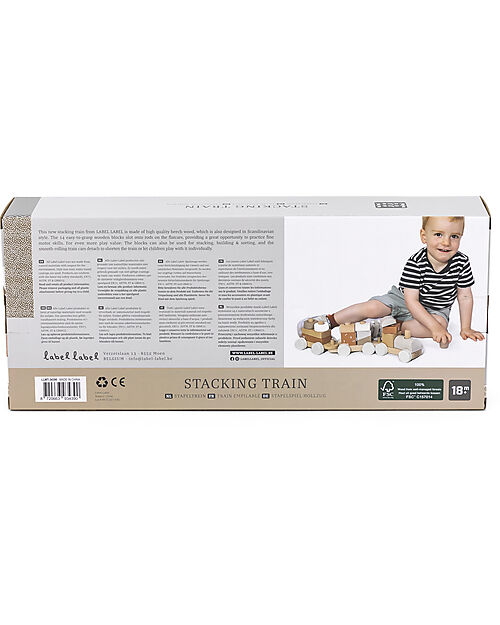 Label Label Trenino Giocattolo in Legno FSC - Beige - 18+ m Macchine e Trenini  in Legno