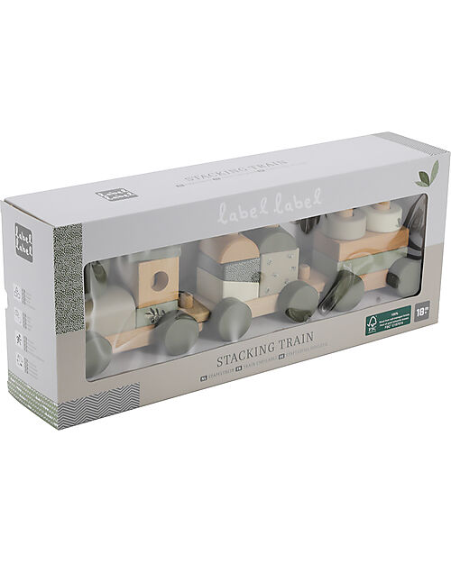 Label Label Trenino Giocattolo in Legno FSC - Oliva - 18+ m Macchine e Trenini  in Legno