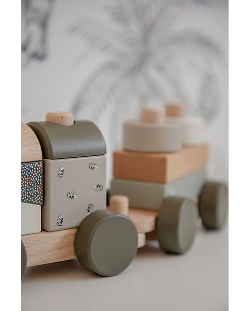 Label Label Trenino Giocattolo in Legno FSC - Oliva - 18+ m Macchine e Trenini  in Legno