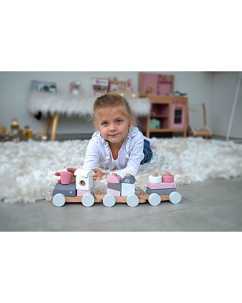Label Label Trenino Giocattolo in Legno FSC - Rosa - 18+ m Macchine e Trenini  in Legno