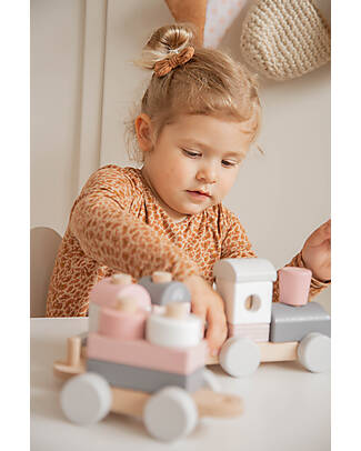 Label Label Trenino Giocattolo in Legno FSC - Rosa - 18+ m Macchine e Trenini  in Legno